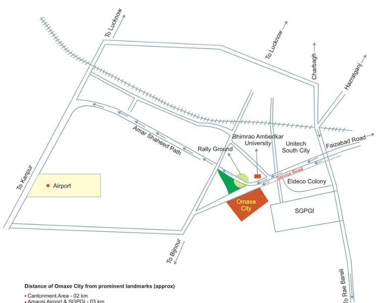 Omaxe Hi Street Kalli Pashchim Lucknow Location Map
