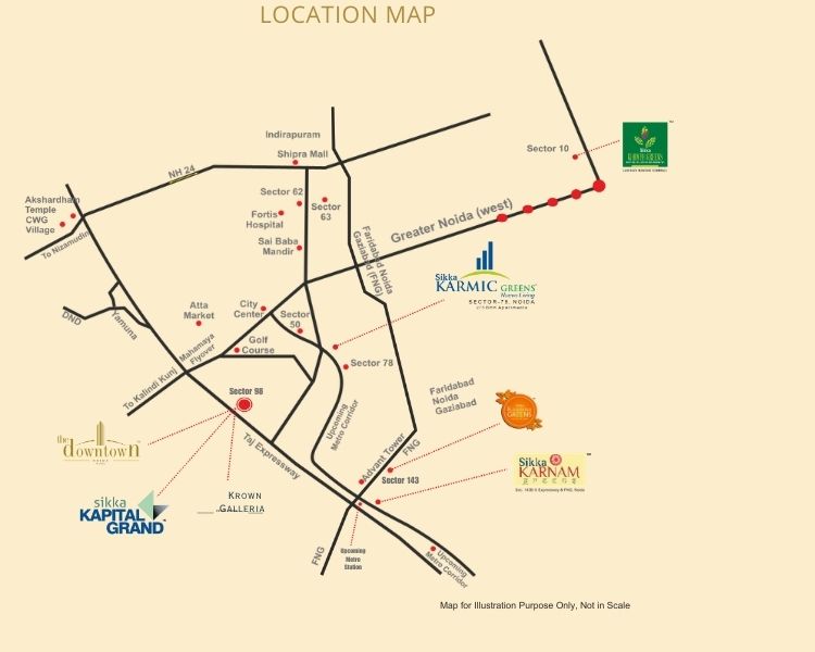 Sikka Karnam Greens Location Map