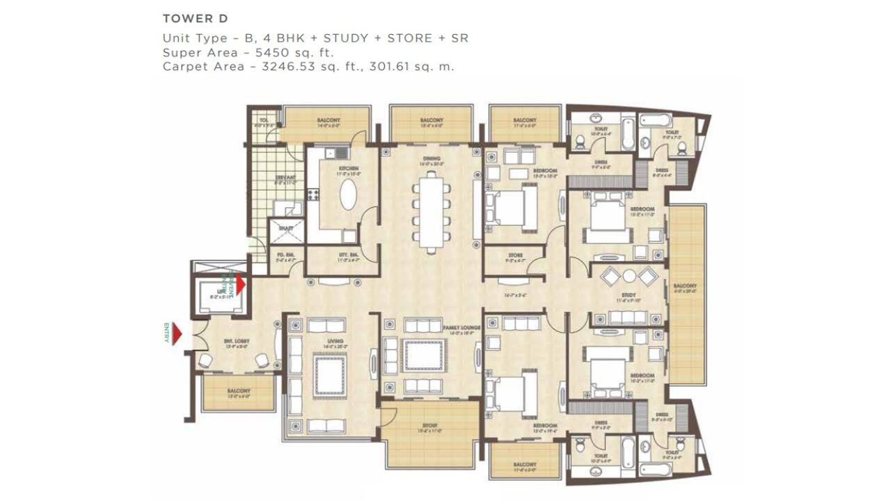 Kashish Manor One Gurgaon 4BHK Floor Plan