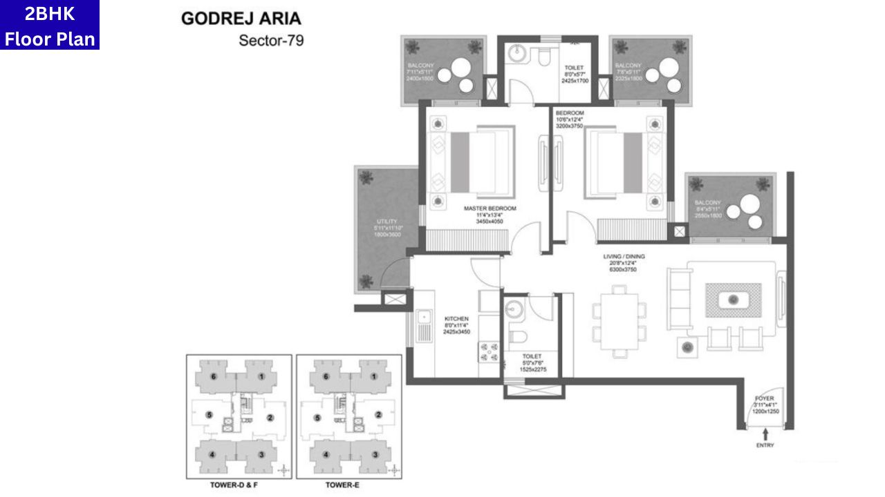 Godrej Aria 2BHK Floor Plan
