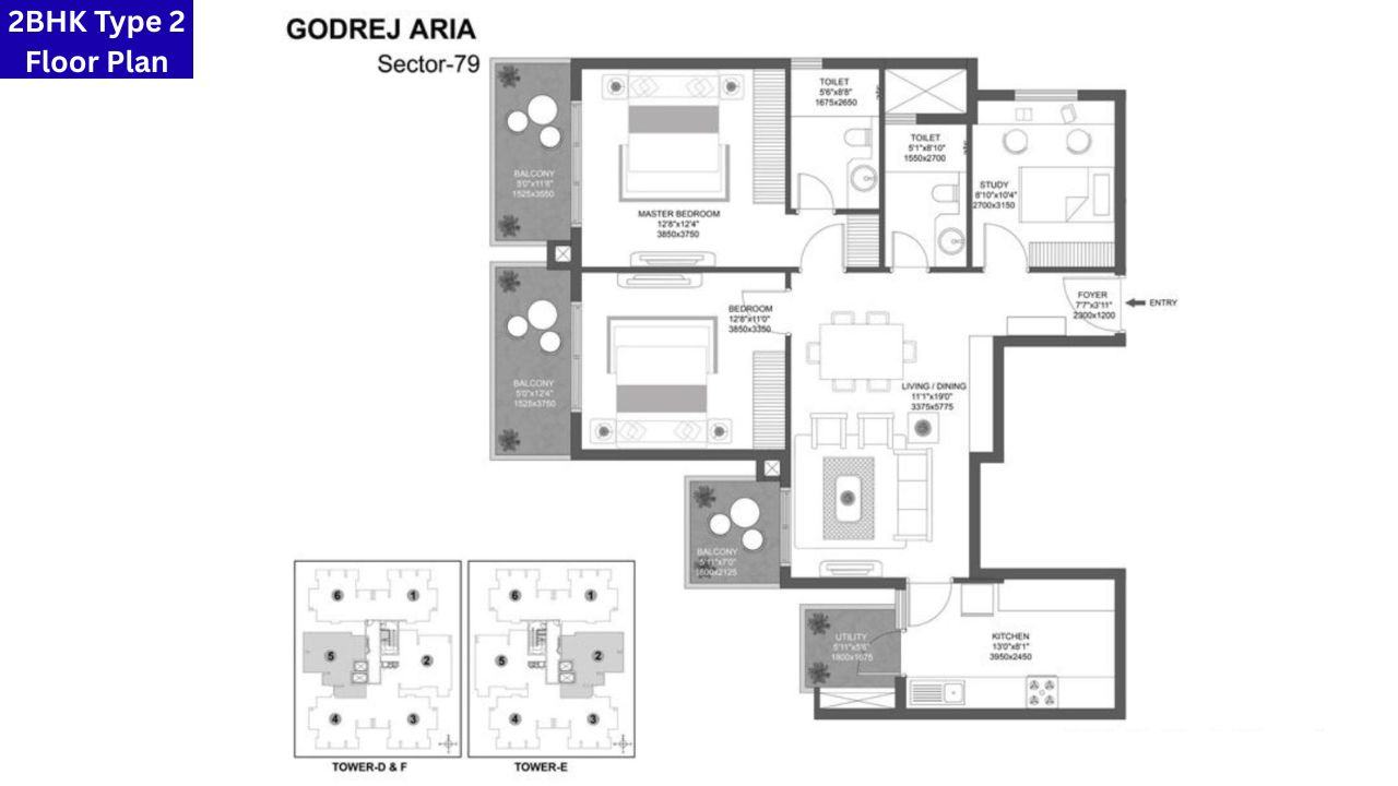 Godrej Aria Gurgaon 2BHK Type 2 Floor Plan