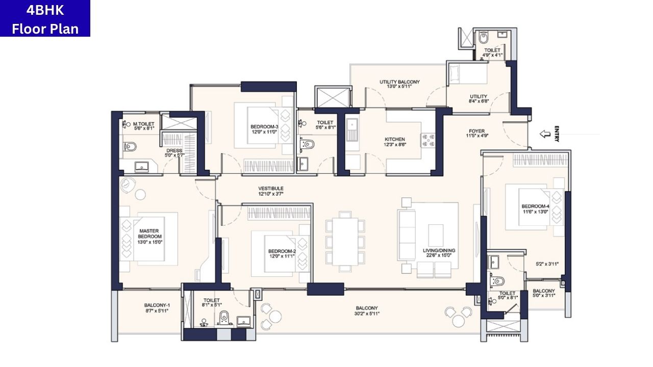 Conscient Parq Sector 80 4BHK Floor Plan