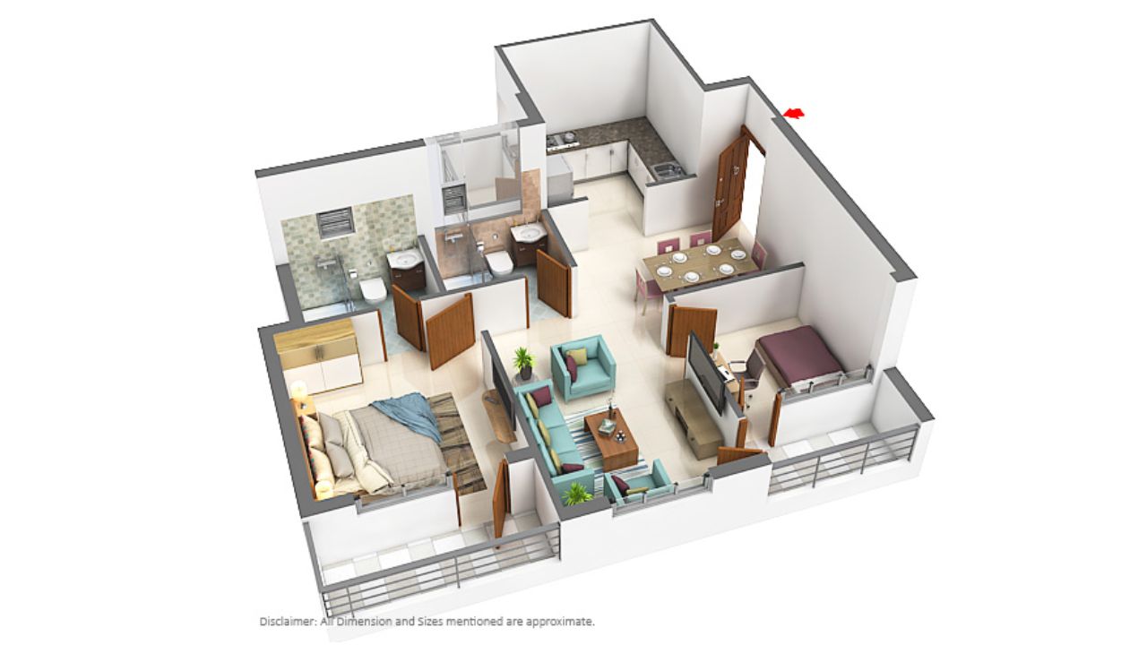 Grand Omaxe Gomti Nagar Extension Lucknow Floor Plan 1 BHK 