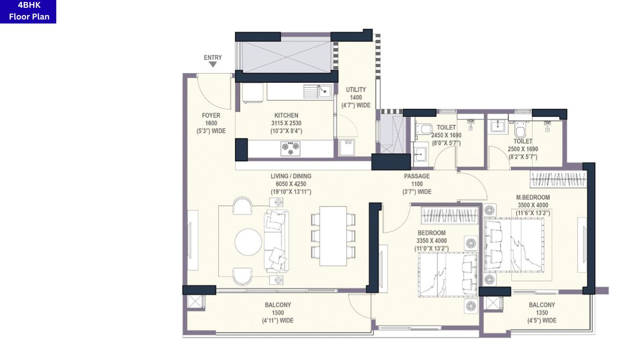 Emaar Urban Oasis Sector 62 4BHK Floor Plan