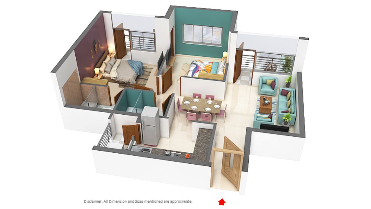 Grand Omaxe Gomti Nagar Extension Lucknow Floor Plan 2 BHK 