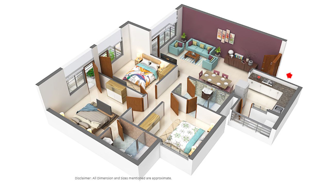 Grand Omaxe Gomti Nagar Extension Lucknow Floor Plan 3 BHK 