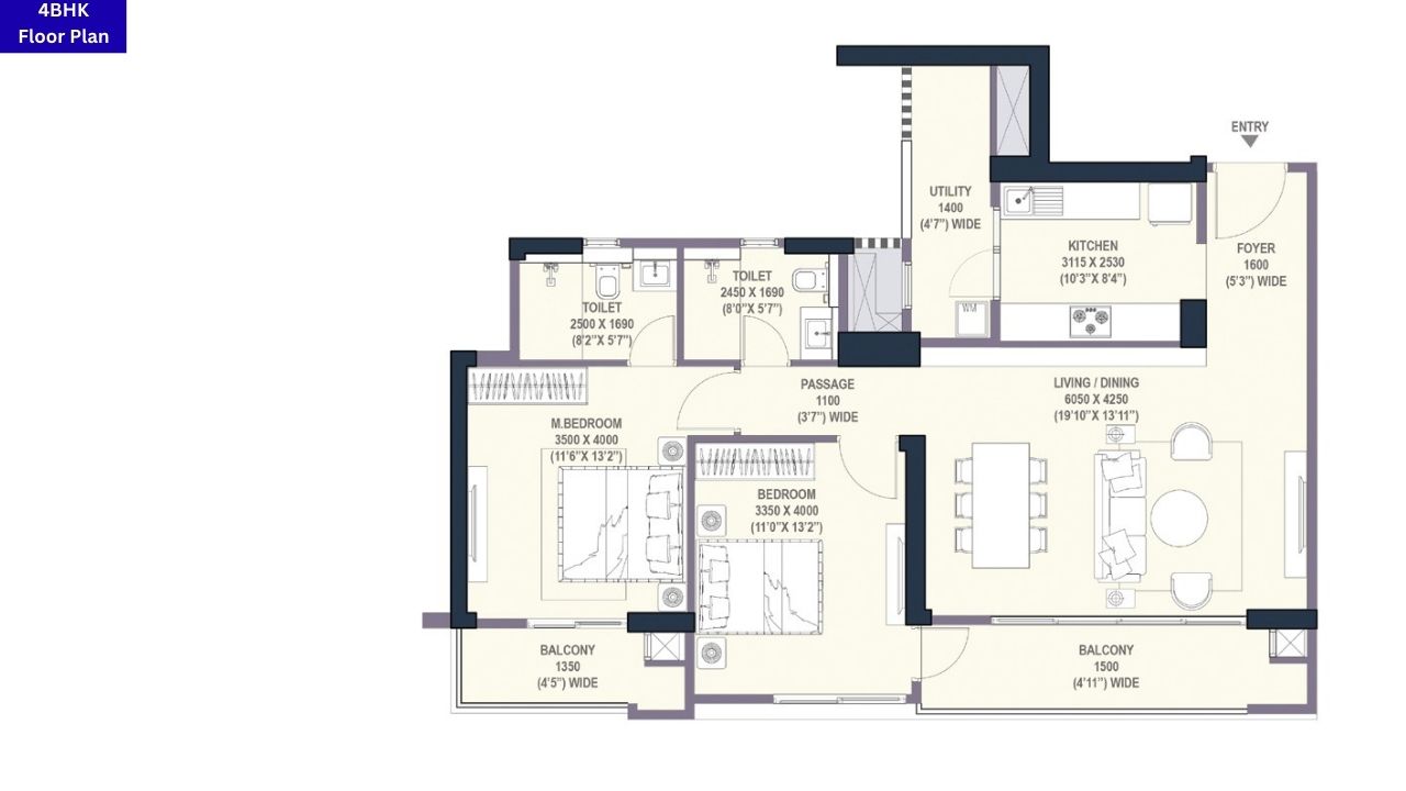 Emaar Urban Oasis Gurgaon 4BHK Type 2 Floor Plan