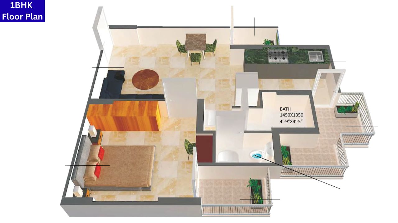 MVN Athens Affordable Housing 1BHK Floor Plan