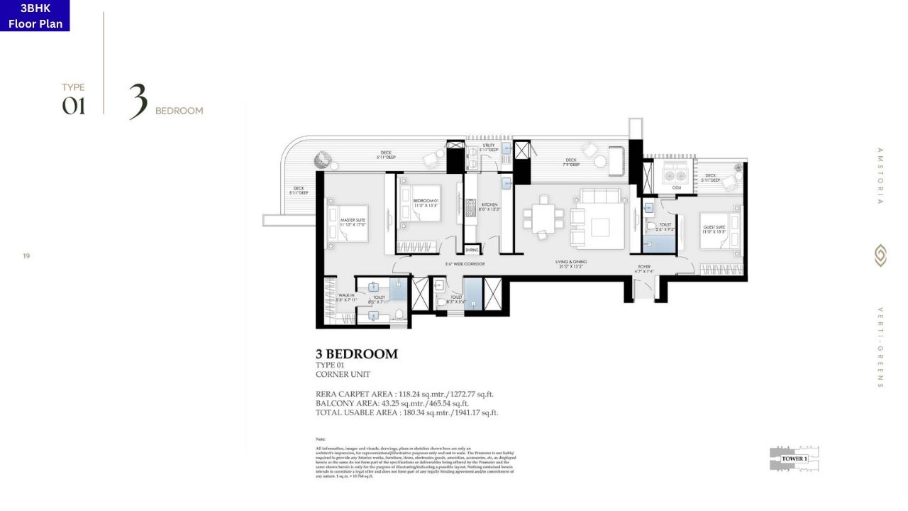BPTP Verti Greens 3BHK Floor Plan