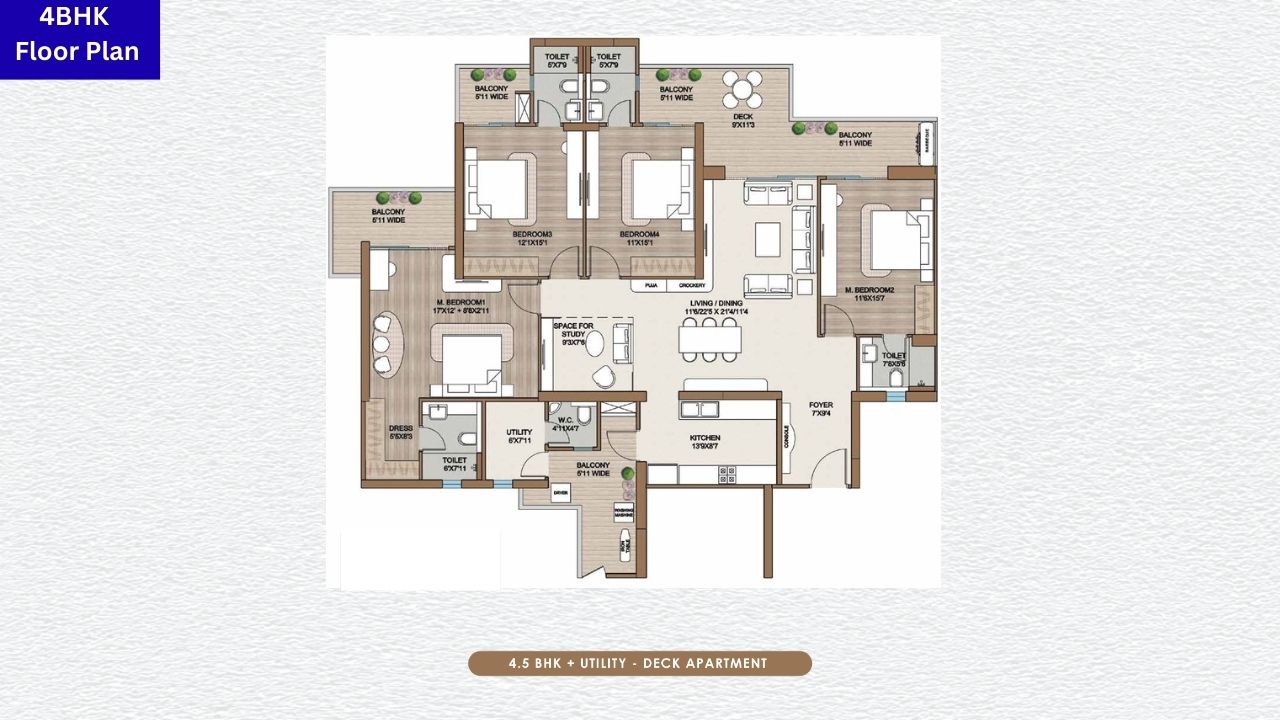 SmartWorld Gems Sector 89 4BHK Floor Plan