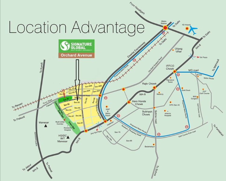 Signature Global Orchard Avenue Sector 93 Location Map 