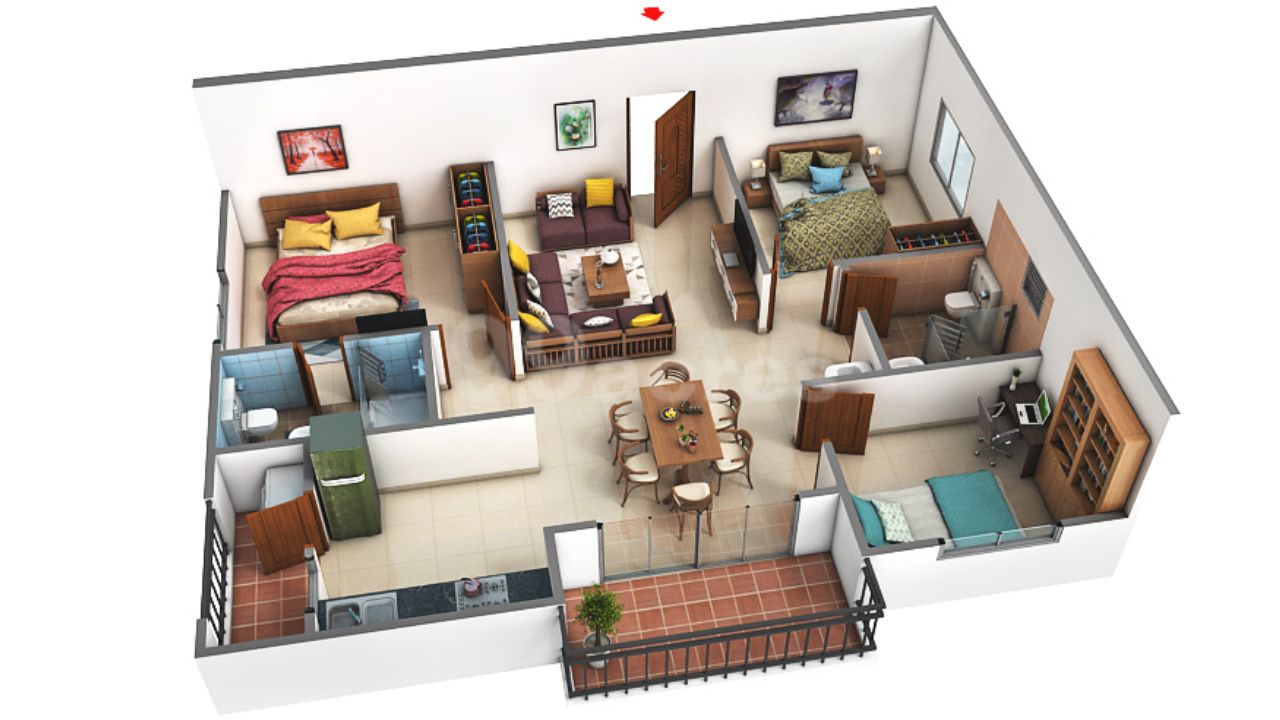 Ramky One Symphony Patancheru Hyderabad Floor Plan 2 BHK