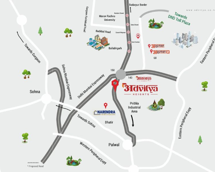 Advitya Homes Sector 143 Faridabad Location Map