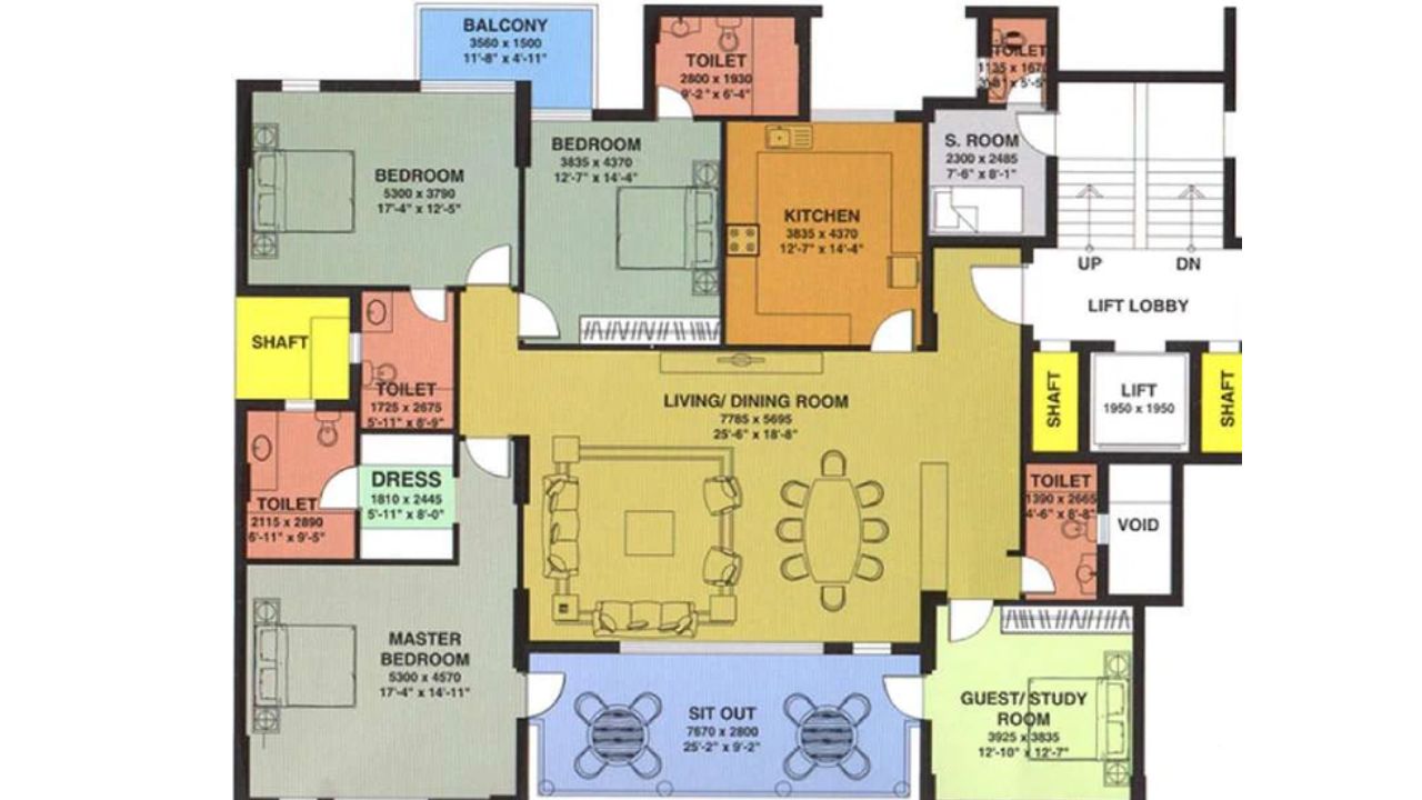 DLF Express Greens Floor Plan 3BHK Type 2
