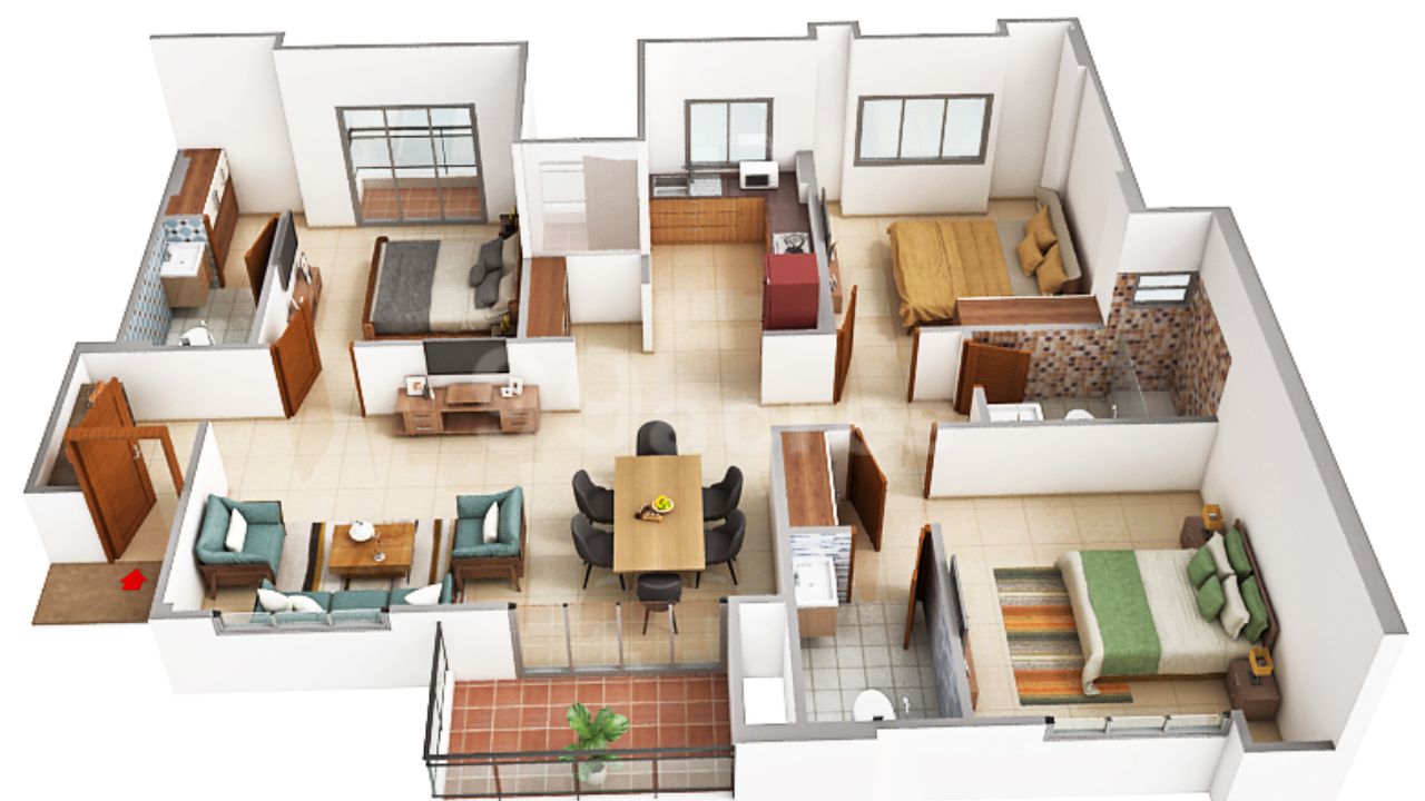 Mahima Palm Springs Tonk Road Jaipur Floor Plan 3 BHK 