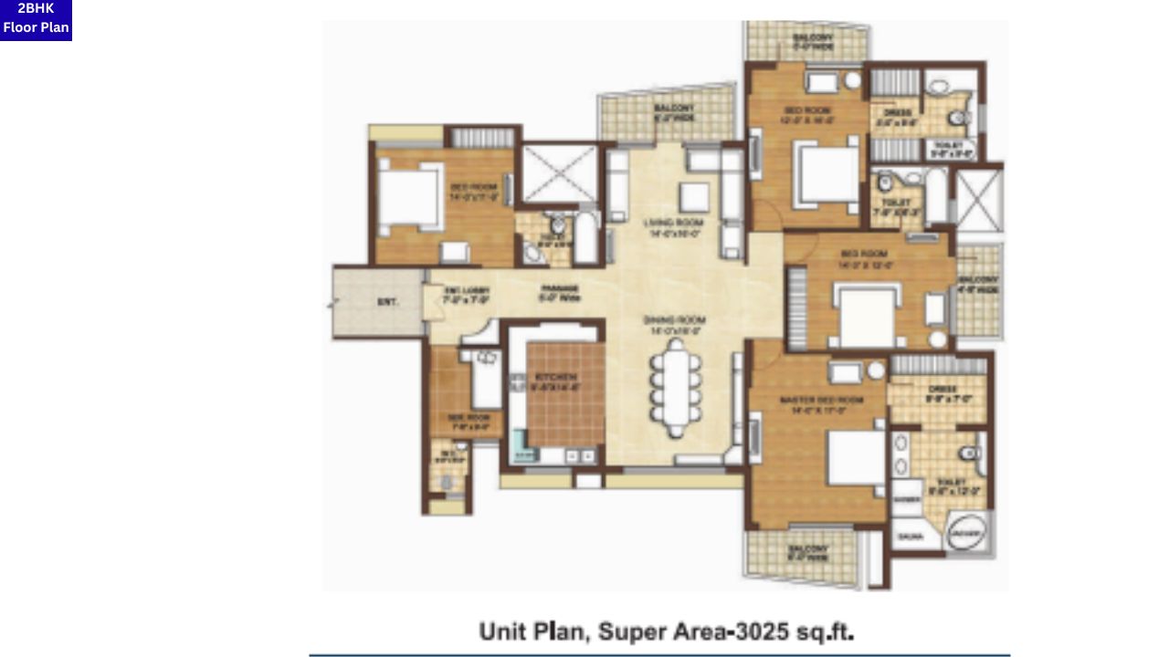 Omaxe The Forest Spa 2BHK Floor Plan