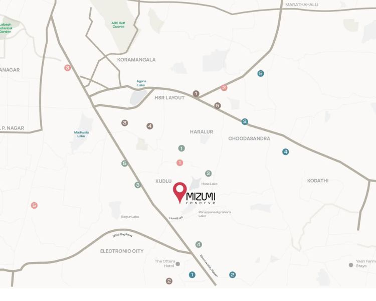 Assetz Mizumi Reserve HSR Layout Bangalore Location Map