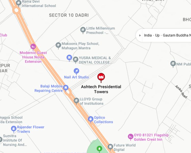  Ashtech Presidential Towers Sector 12 Greater Noida Location Map