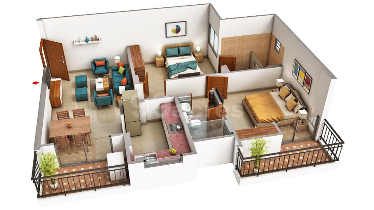 Kedias The Palm Vaishali Nagar Jaipur Floor Plan 2 BHK 