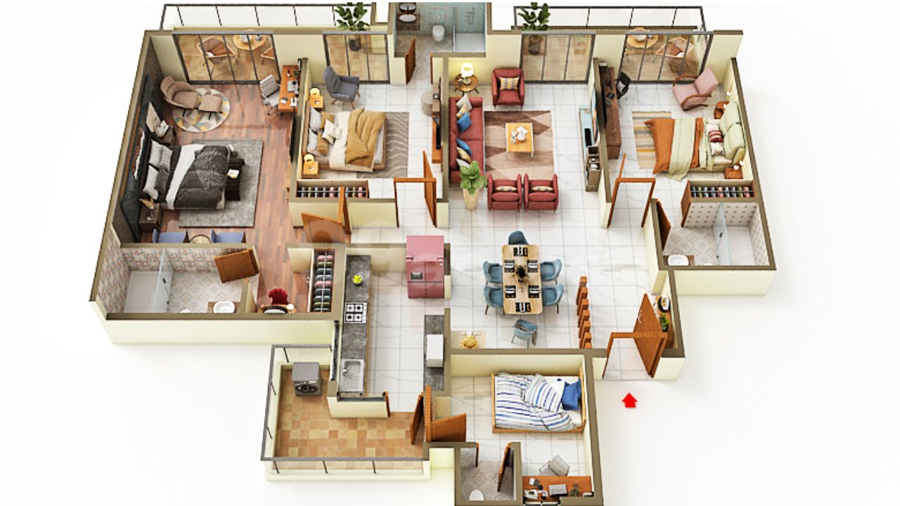 Fab Luxe Residences Sector 4 Greater Noida West Floor Plan 3 BHK 