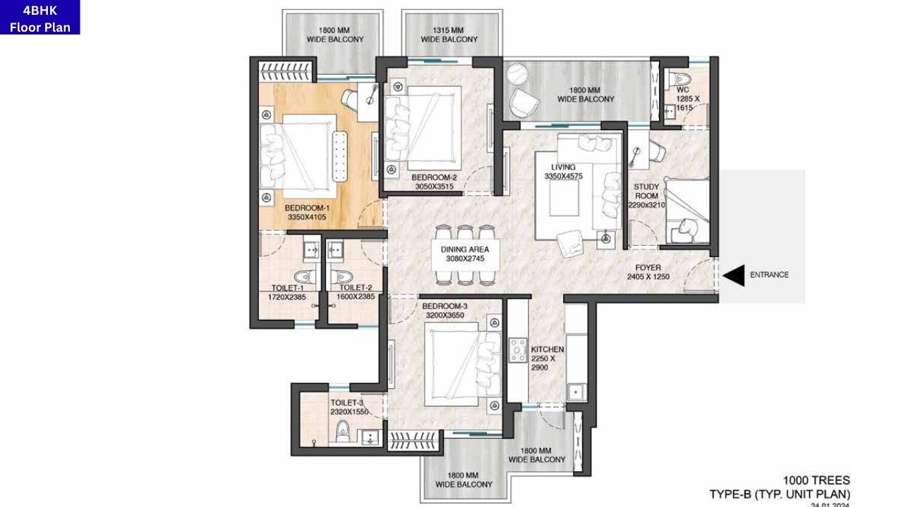 ATS Homekraft Sanctuary 105 4BHK Floor Plan