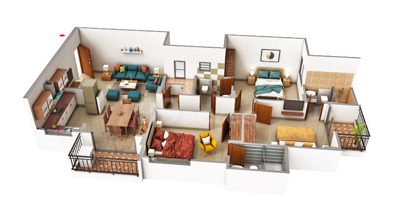 Kedias The Palm Vaishali Nagar Jaipur Floor Plan 3 BHK