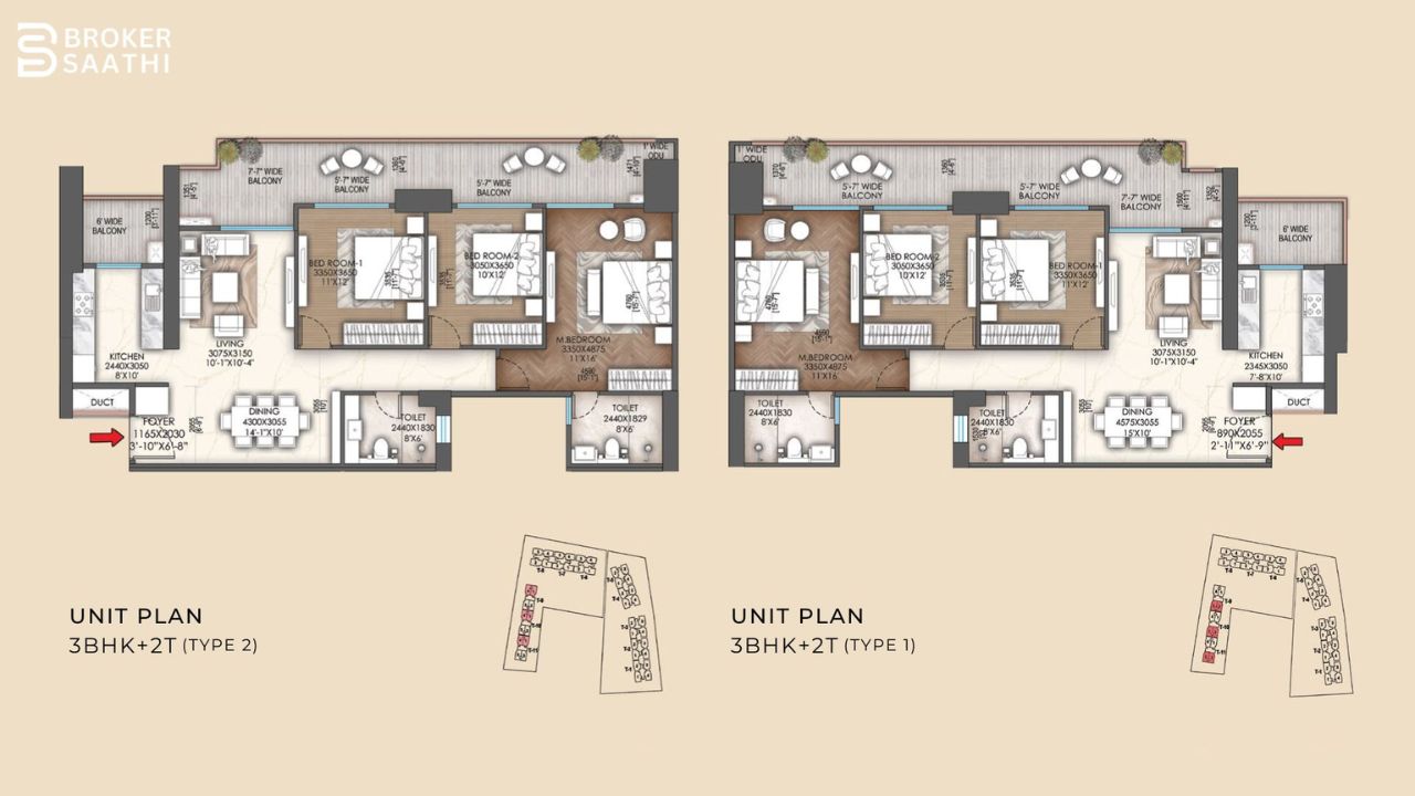 Signature Global Sarvam 3BHK Type 3 Floor Plan