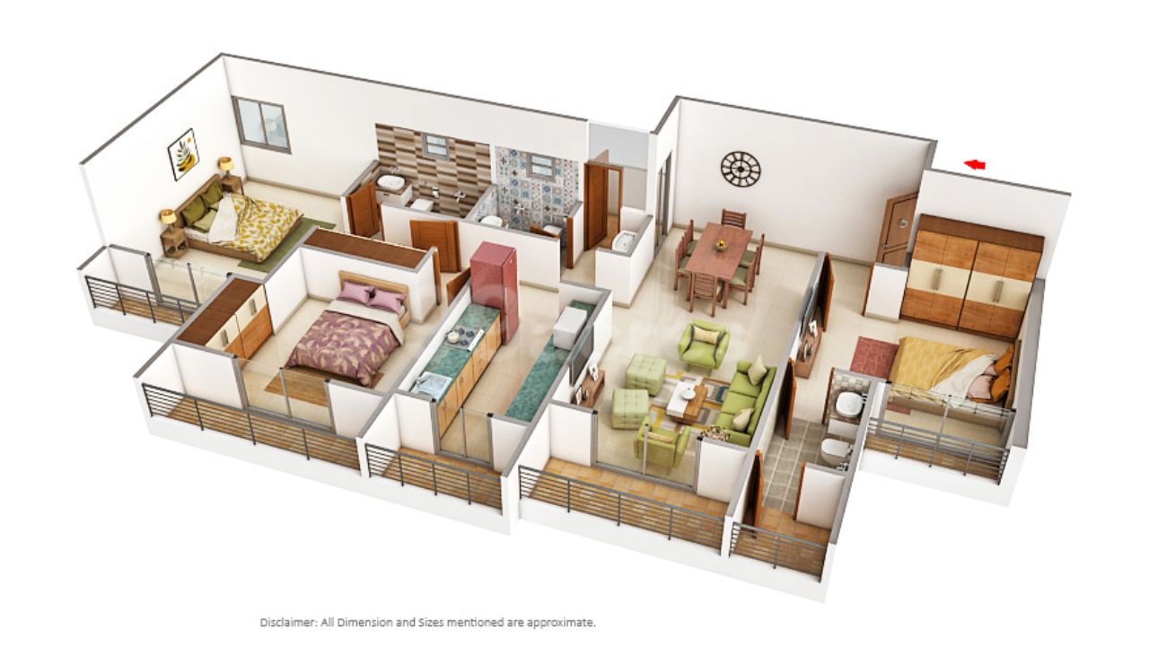 Embassy Park Panvel Navi Mumbai Floor Plan 3 Bhk 