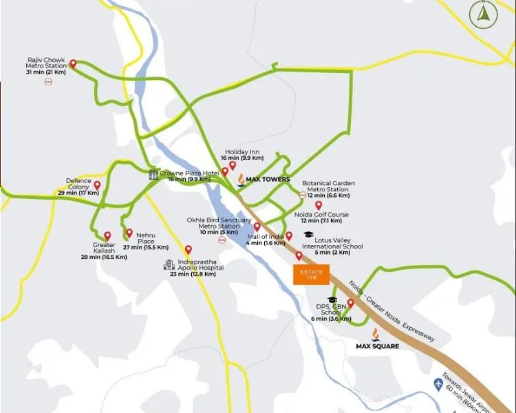Max Estates 128 Sector 128 Noida Location Map