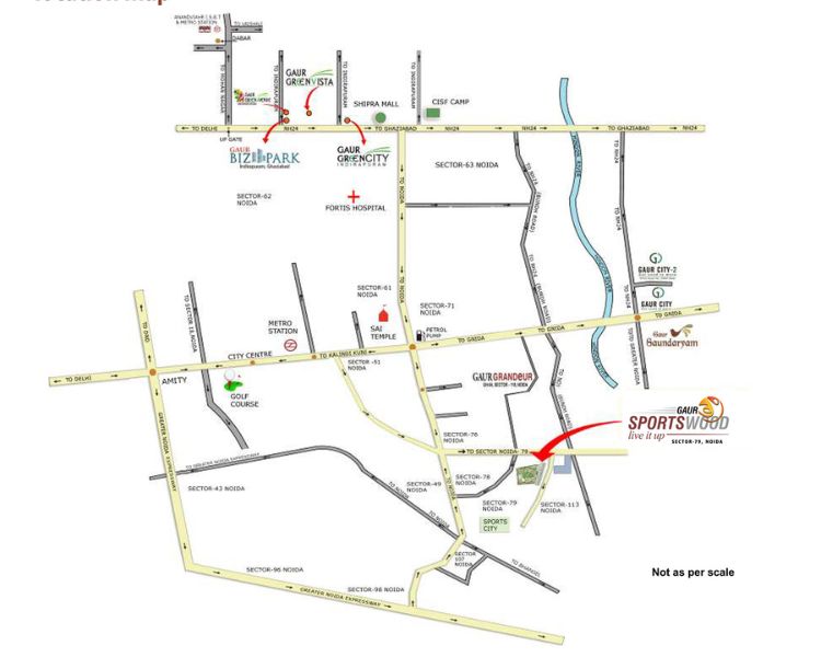 Gaur SportsWood Sector 79 Noida Location Map