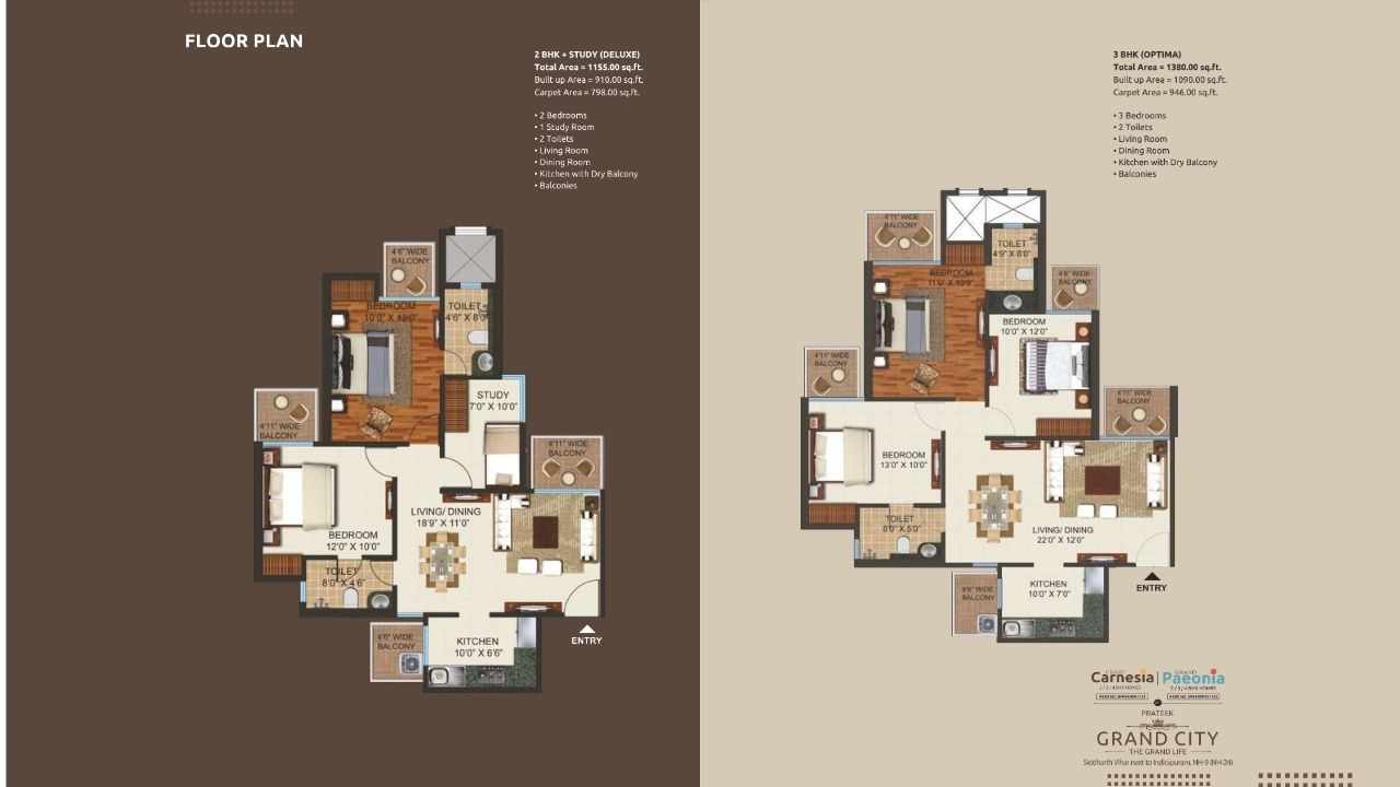 Prateek Grand City Ghaziabad 3BHK Floor Plan