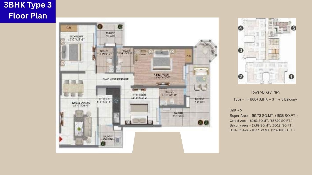 VVIP Namah NH 24 Highway 3BHK Type 3 Floor Plan
