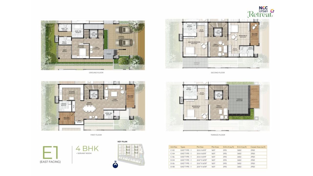 NCC Urban Retreat Floor Plan 4BHK Villas