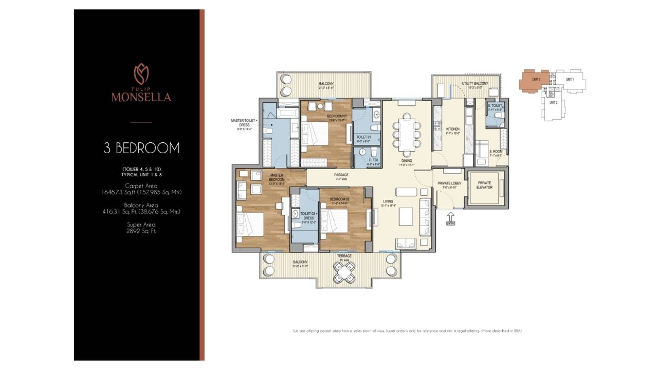 Tulip Monsella 3BHK Floor Plan
