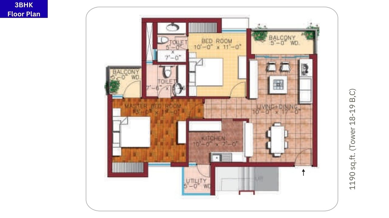 SVP Gulmohur Garden Ghaziabad 3BHK Floor Plan