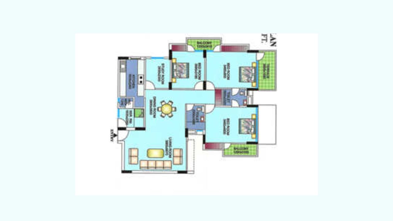 The Gold Croft CGHS Floor Plan 3 BHK
