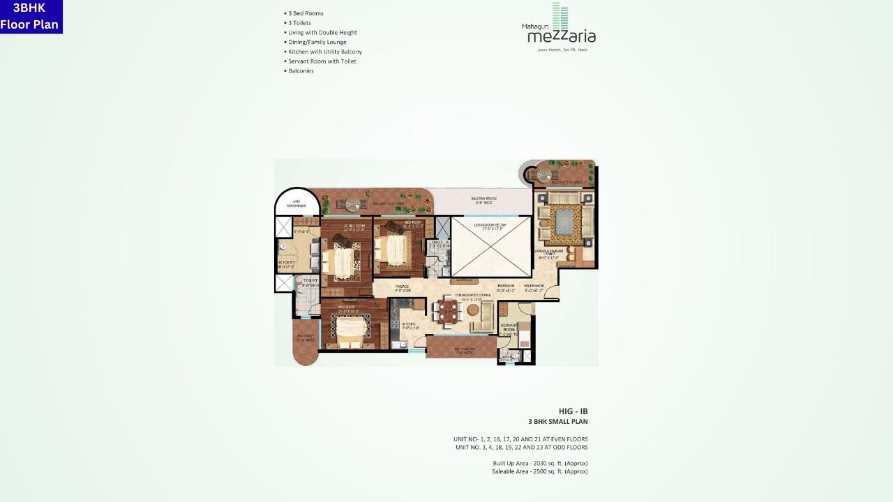 Mahagun Mezzaria 3BHK Floor Plan