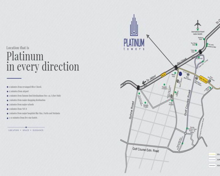 Suncity Platinum Towers Sector 28 Gurgaon Location Map