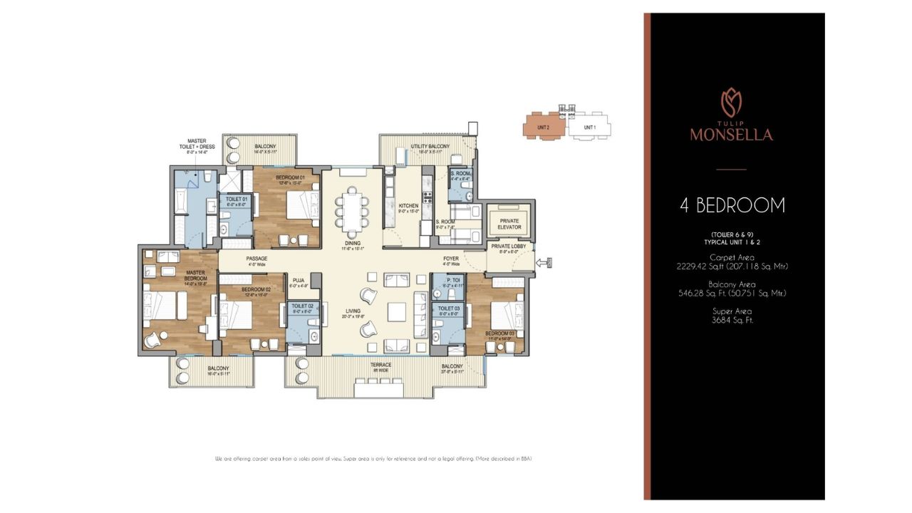 Tulip Monsella 4BHK Floor Plan