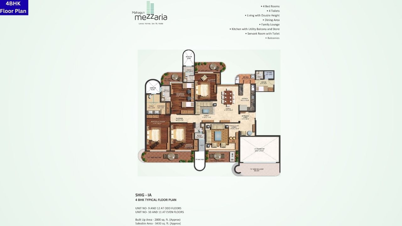 Mahagun Mezzaria Noida 4BHK Floor Plan