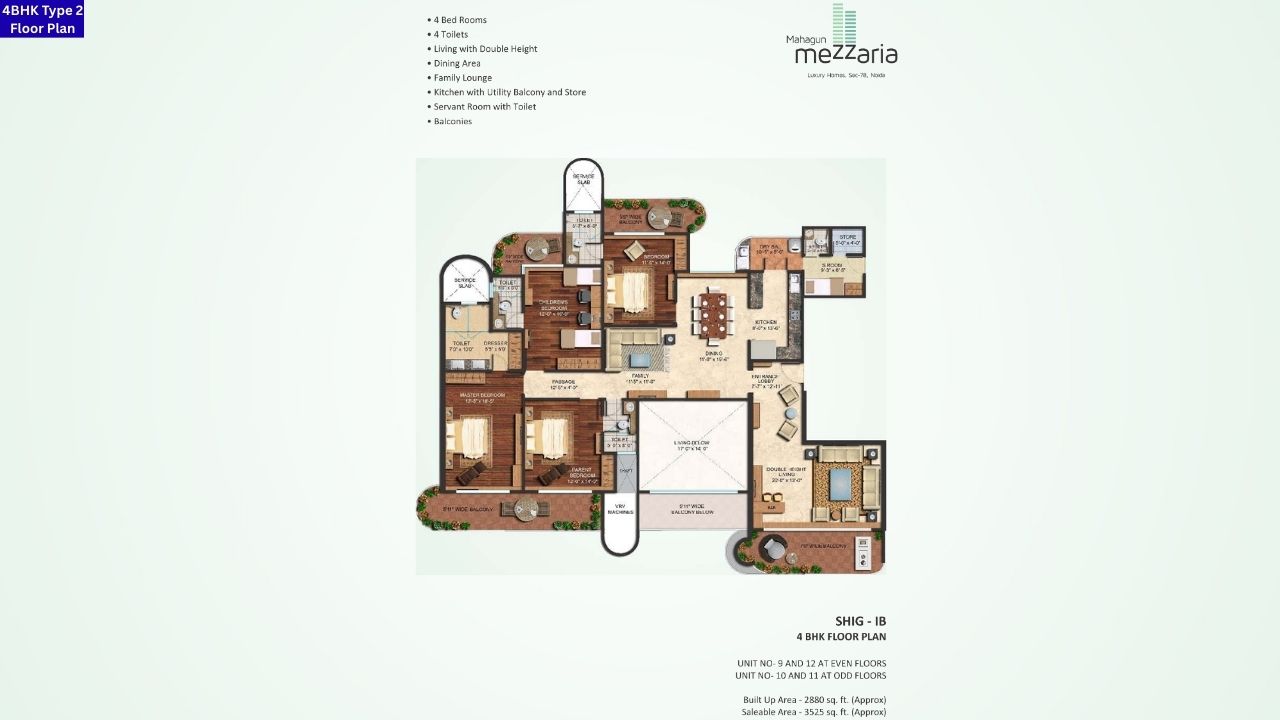 Mahagun Mezzaria Noida 4BHK Type 2 Floor Plan