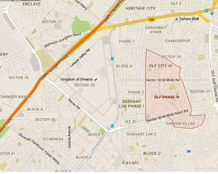 DLF Regent House Sector 43, Gurgaon Location Map