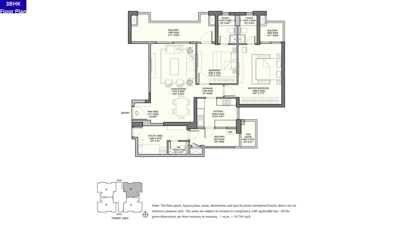 Emaar Urban Ascent 3BHK Floor Plan