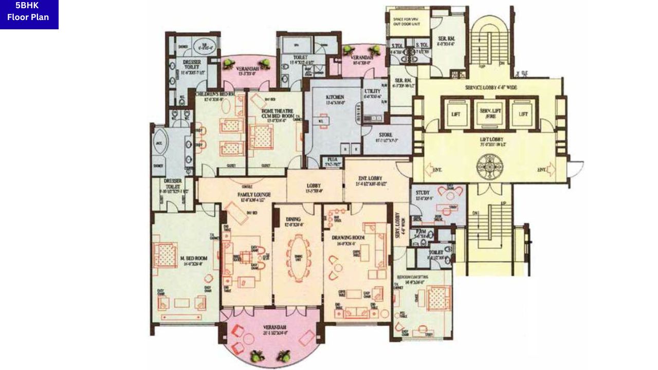 Ambience Caitriona 5BHK Floor Plan