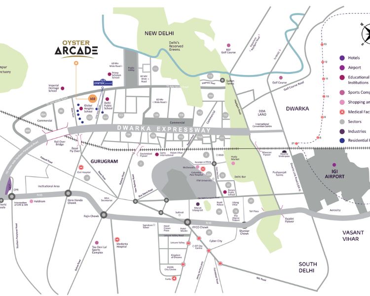Adani M2K Oyster Arcade Sector 102 Gurgaon Location Map