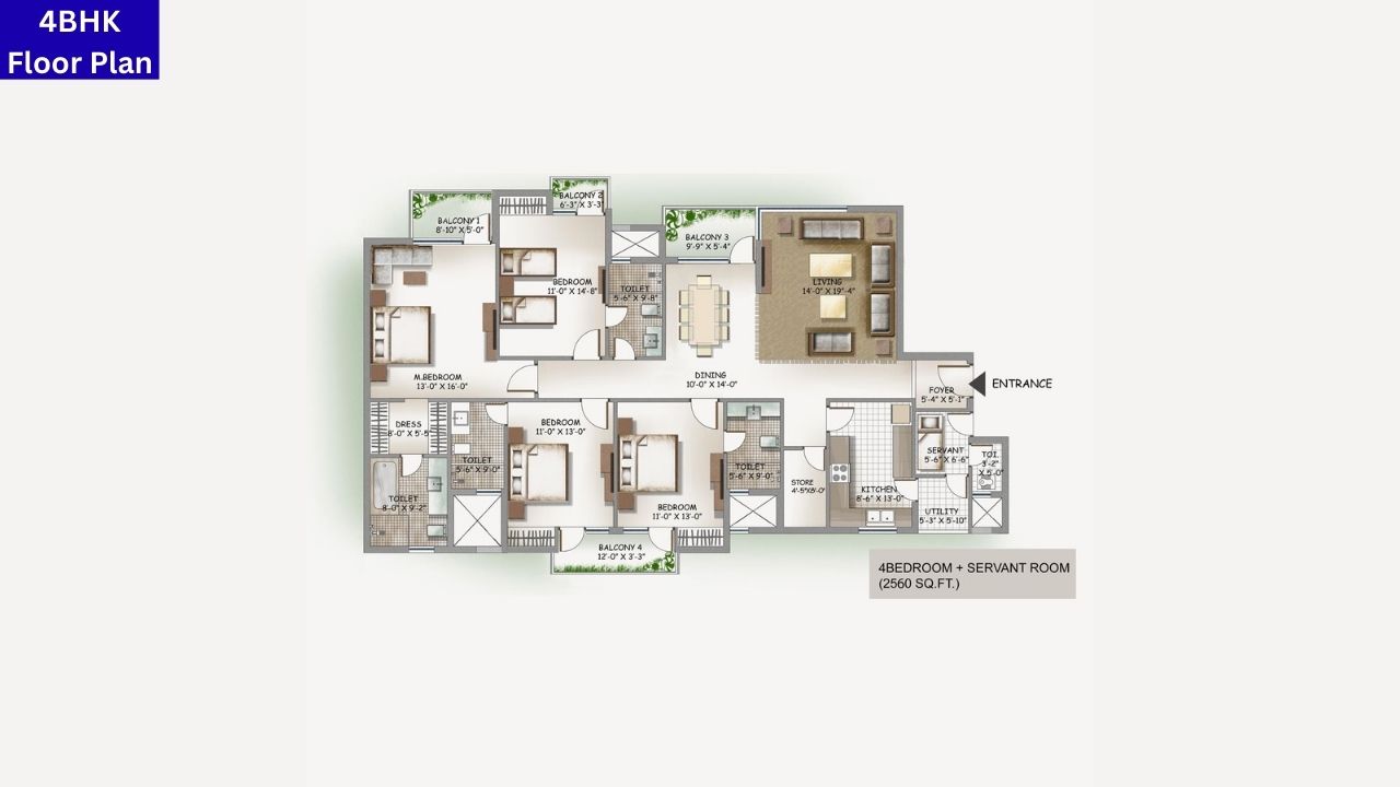 3C Lotus Boulevard Espacia Noida 4BHK Floor Plan
