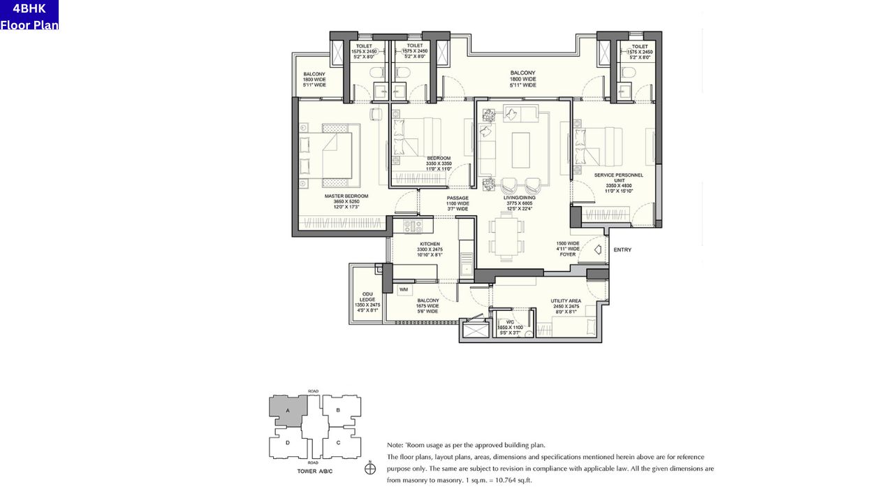 Urban Ascent 4BHK Floor Plan