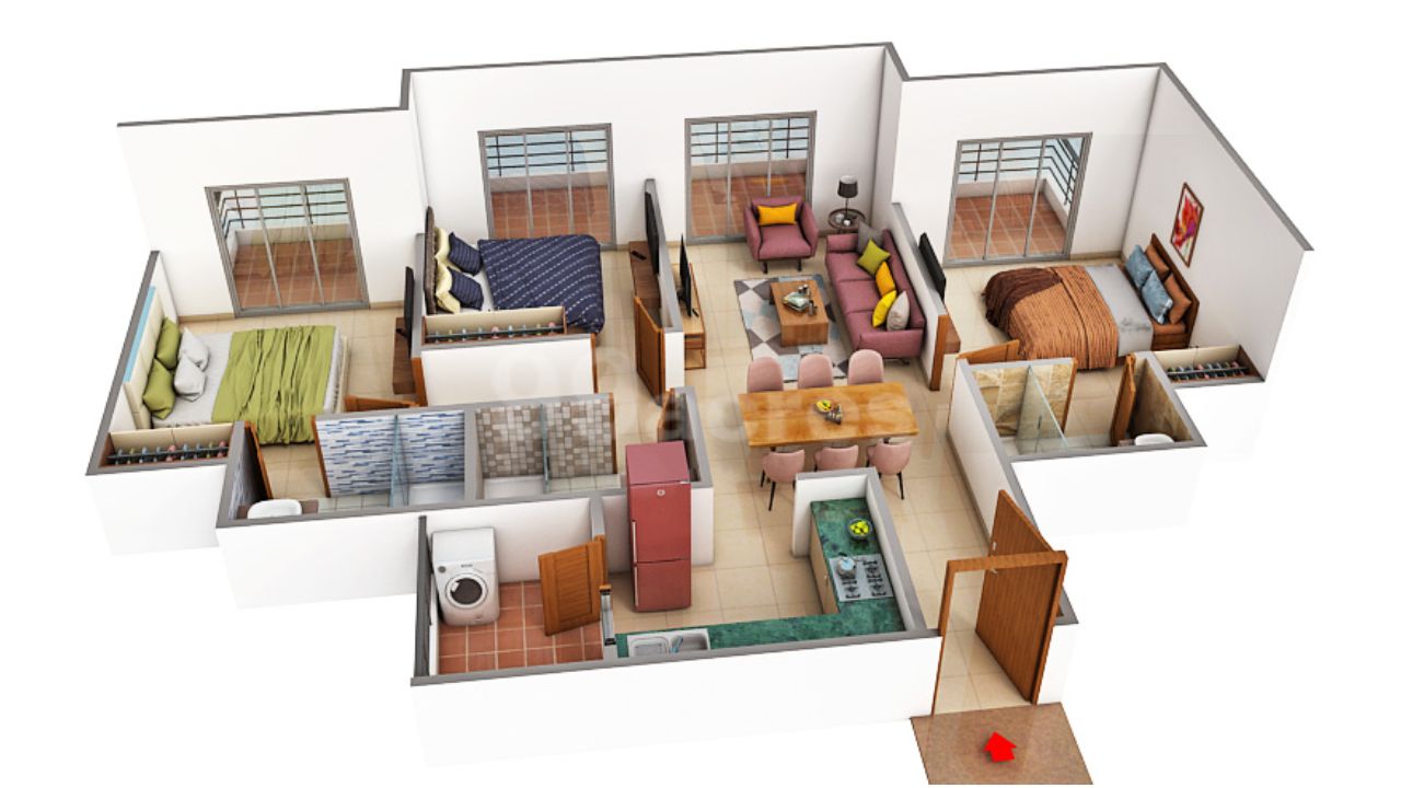 RD Height Saguna More Patna Floor Plan 3 BHK