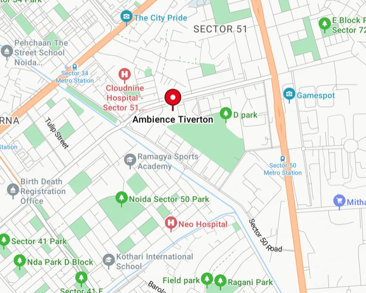 Ambience Tiverton Sector 50 Noida Location Map