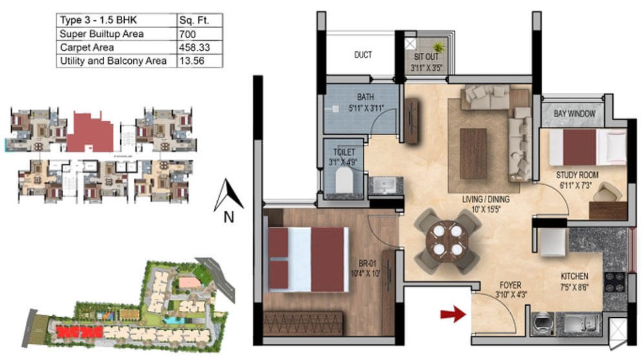 SNN Estates Felicity Floor Plan 1BHK